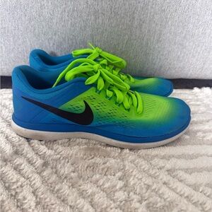 Vibrant Nike Blue and Green Athletic Shoes